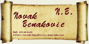 Novak Benaković vizit kartica